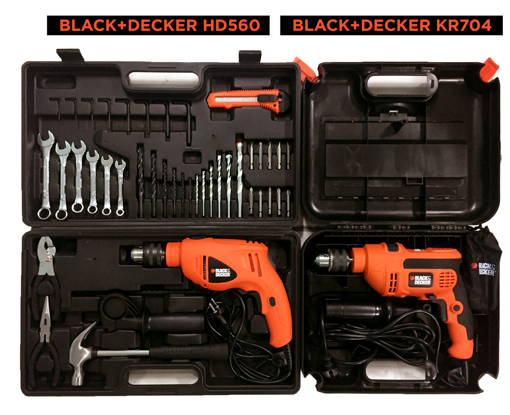 Bên trong hộp máy khoan black decker kr704 và hd560