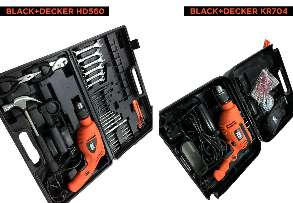 So sanh bộ phụ kiện máy khoan Black Decker HD560 và Black Decker KR704