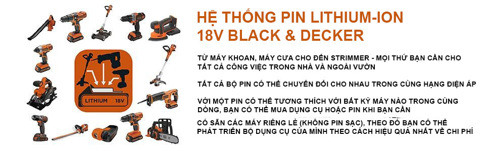 BDCHD18K - Máy khoan động lực dùng pin Black & Decker Li-ion 18V/1.5Ah 10mm